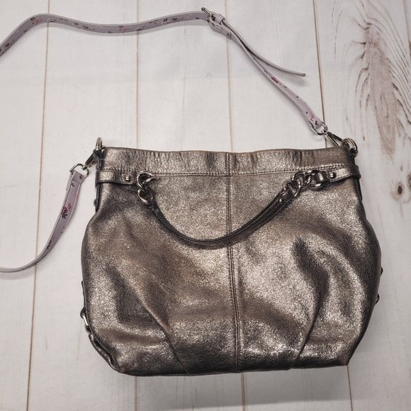 Coach brooke metallic leather hobo bag purse